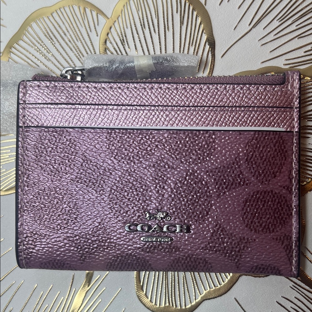 Coach Metallic Purple Pink Card Case - Picture 3 of 10